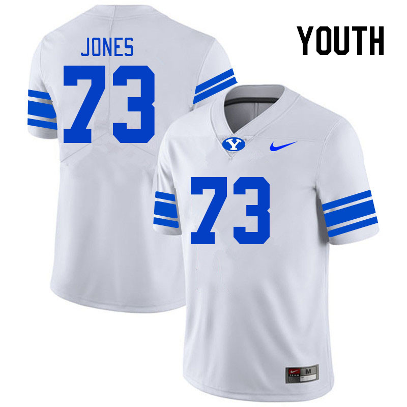 Youth #73 Weston Jones BYU Cougars College Football Jerseys Stitched Sale-White